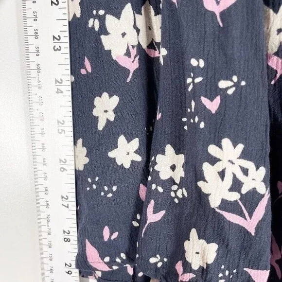 Billabong Gypset Mini‎ Dress Womens Floral Pleasant Long Sleeve Tunic Blue Small - Picture 7 of 10